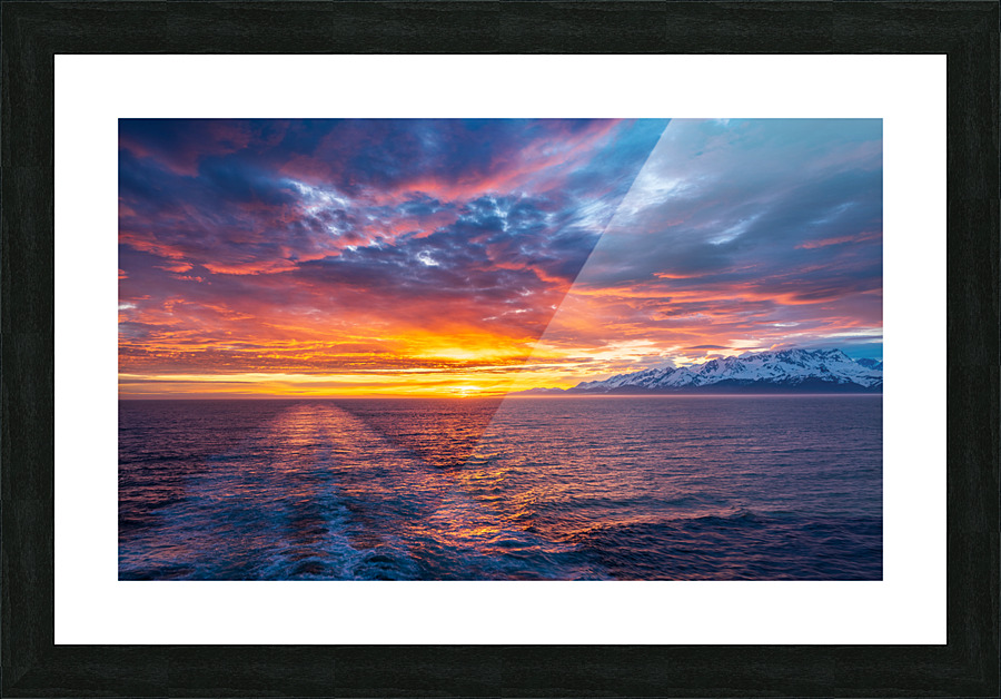 Sunset by Mt Fairweather and the Glacier Bay National Park in Al Impression et Cadre photo