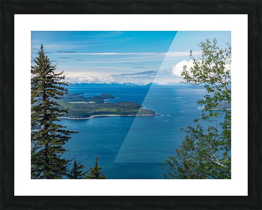 Panorama of the mountain range at Icy Strait Point in Alaska Picture Frame print