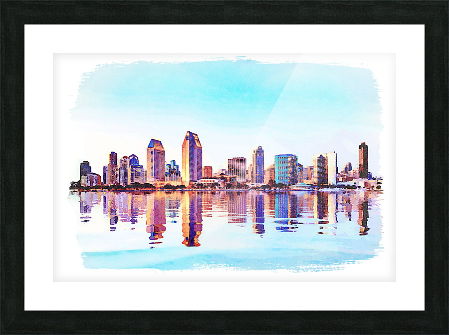 San Diego Skyline at sunset from Coronado Picture Frame print