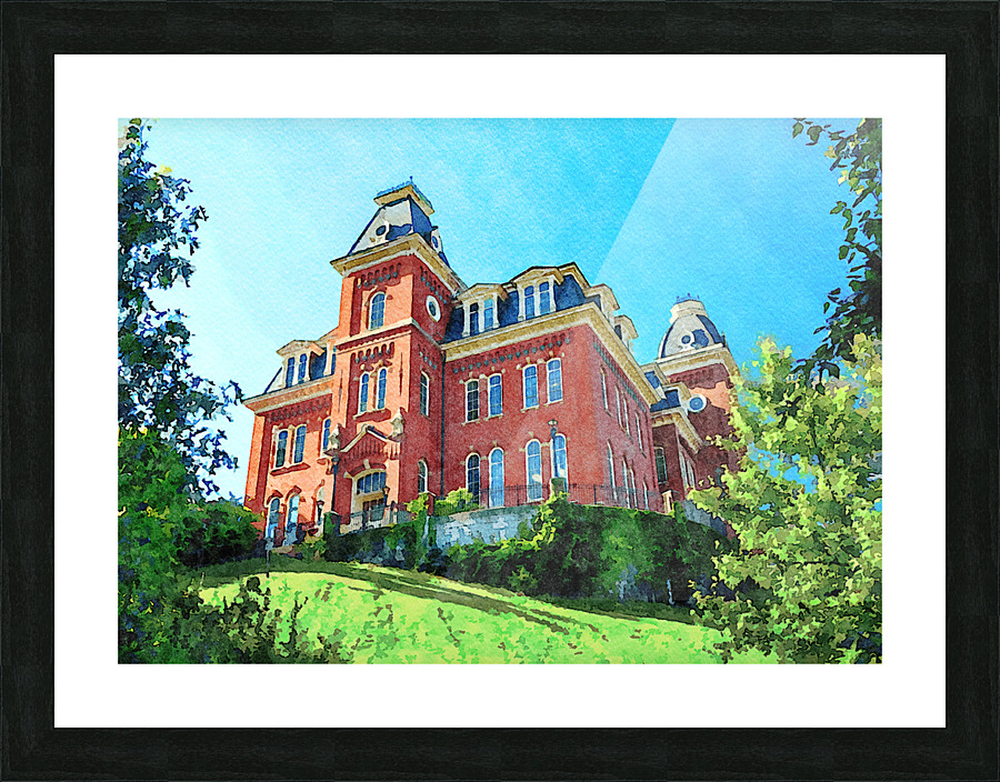 Water color of Woodburn Hall at WVU in Morgantown Picture Frame print