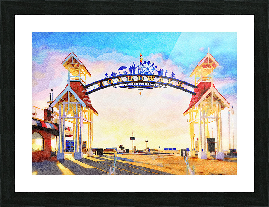 Watercolor of famous sign above Ocean City Impression et Cadre photo