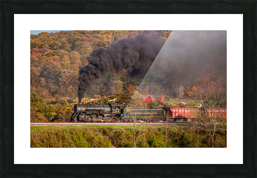 WMRR Steam train powers along railway Picture Frame print