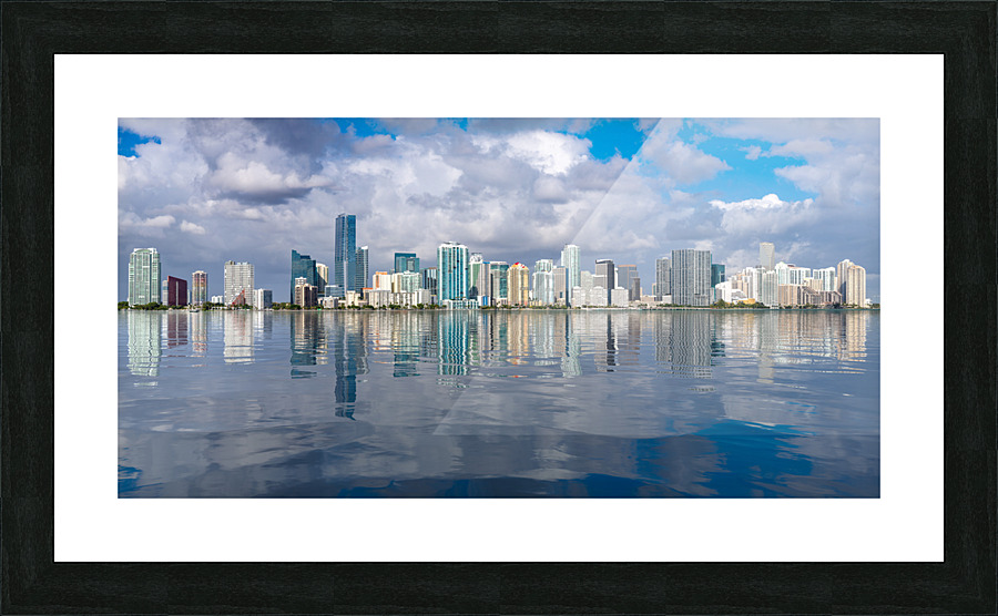 View of Miami Skyline with artificial reflection Picture Frame print