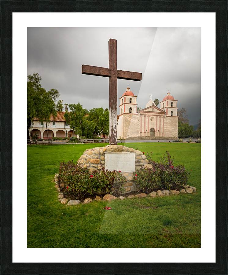 Cloudy stormy day at Santa Barbara Mission Picture Frame print