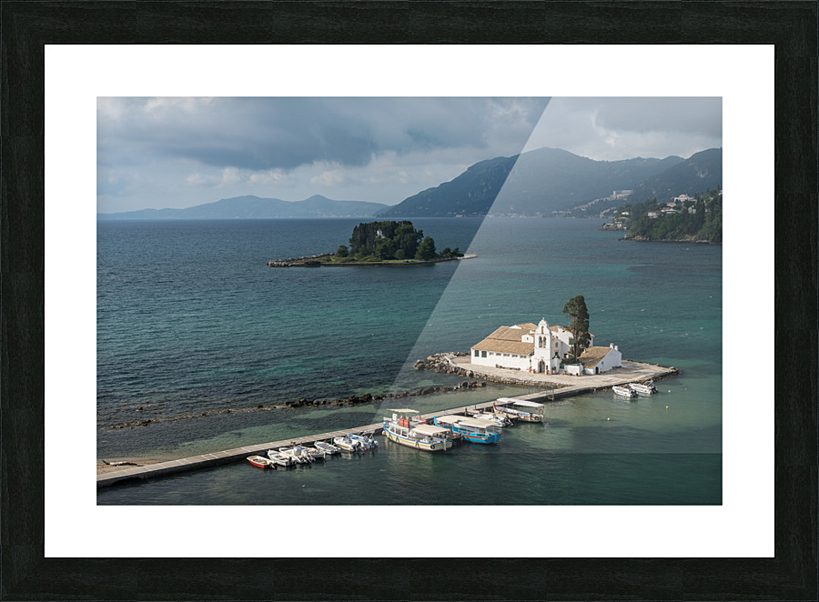 Vlacherna monastery near the airport on island of Corfu Picture Frame print