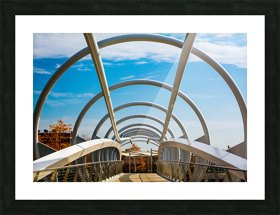 Pedestrian Bridge across canal in Yards Park Picture Frame print
