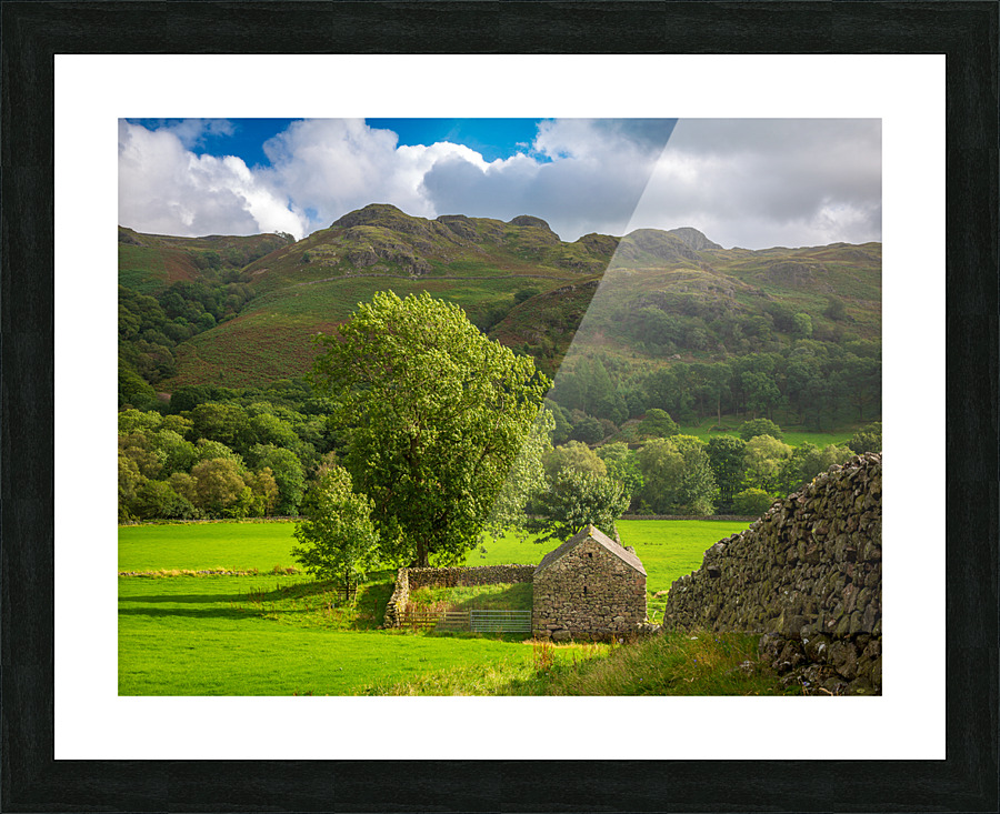 Old stone farm building in Lake District Picture Frame print