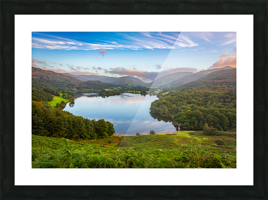 Lake Grasmere at dawn in Lake District Picture Frame print