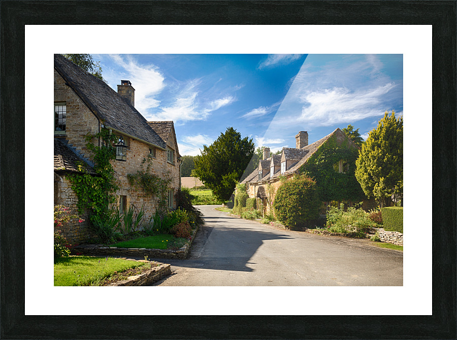 Old cotswold stone houses in Icomb Picture Frame print