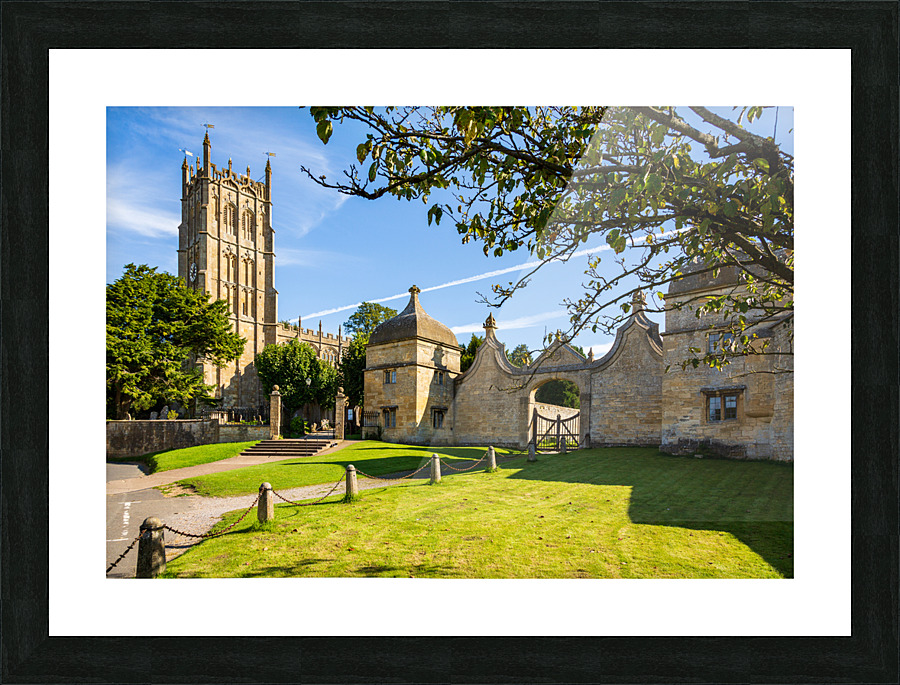 Church and gateway in Chipping Campden Picture Frame print