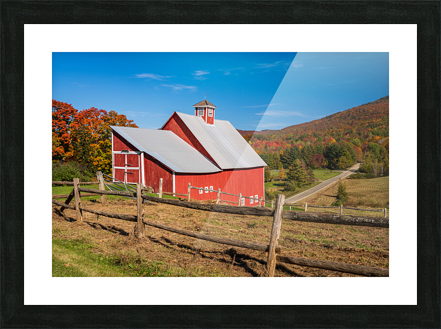 Grandview Farm barn with fall colors in Vermont Picture Frame print