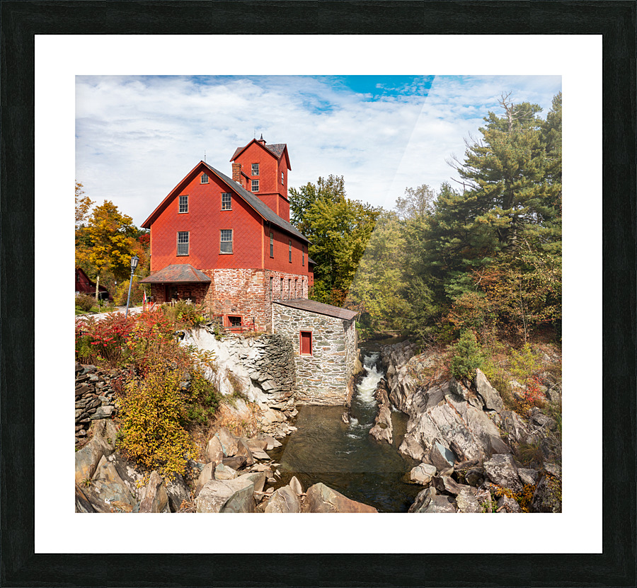 Old Red Mill in Jericho Vermont during the fall Picture Frame print