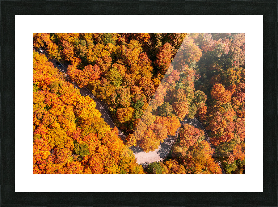 Aerial view of hairpin bend in Smugglers Notch Picture Frame print