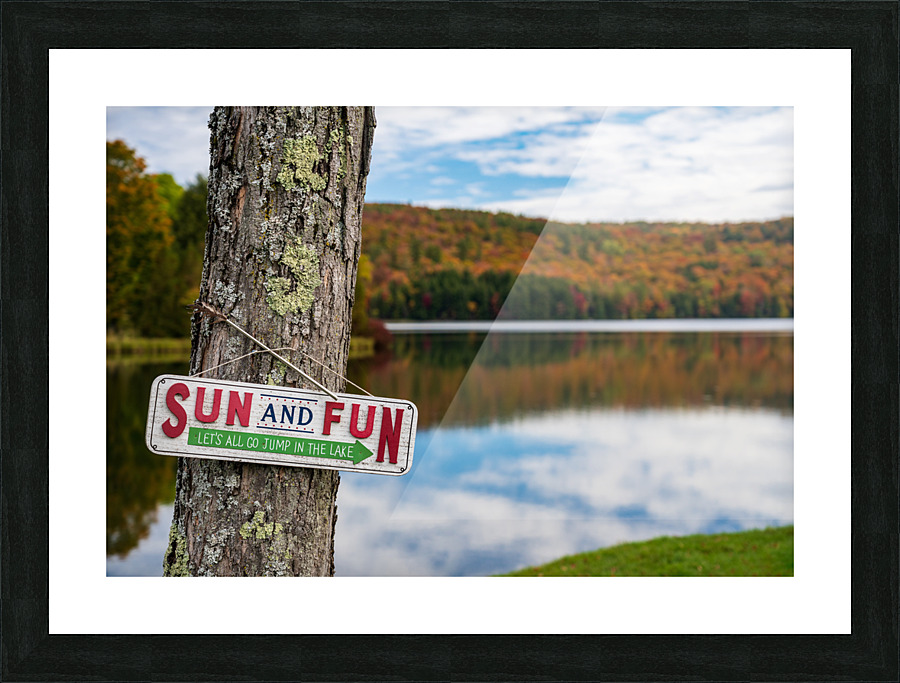 Sun and Fun swimming sign by Silver Lake Vermont Picture Frame print