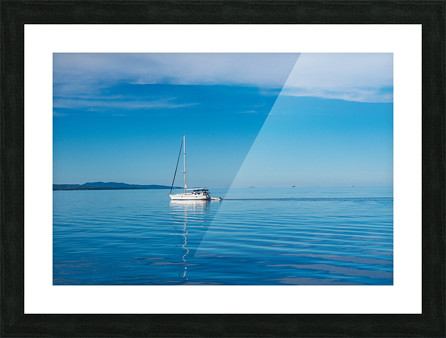 Yacht sailing peacefully across Lake Champlain Picture Frame print