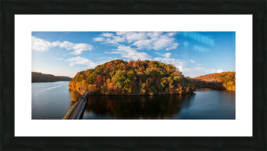 Perfect reflection of fall leaves in Cheat Lake Picture Frame print