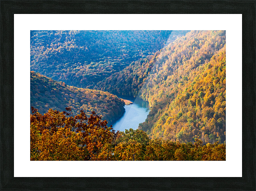 Sunrise over Cheat river from Coopers Rock Picture Frame print