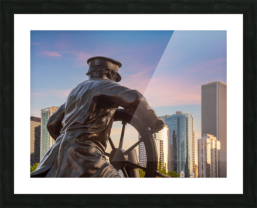 Captain on the Helm statue in Chicago Picture Frame print