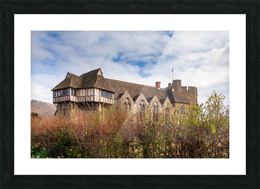 Stokesay Castle in Shropshire surrounded by hedge Picture Frame print