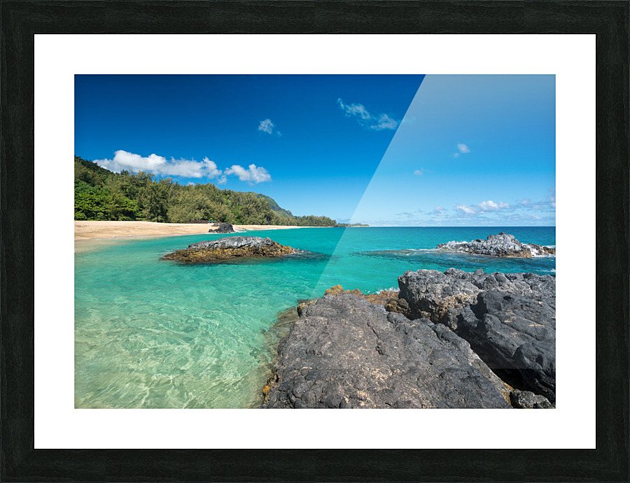 Lumahai Beach Kauai  with rocks Picture Frame print