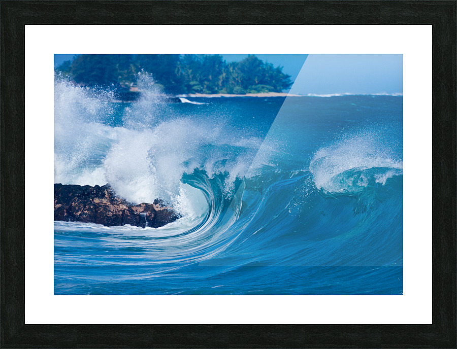 Powerful waves break at Lumahai Beach Kauai Picture Frame print