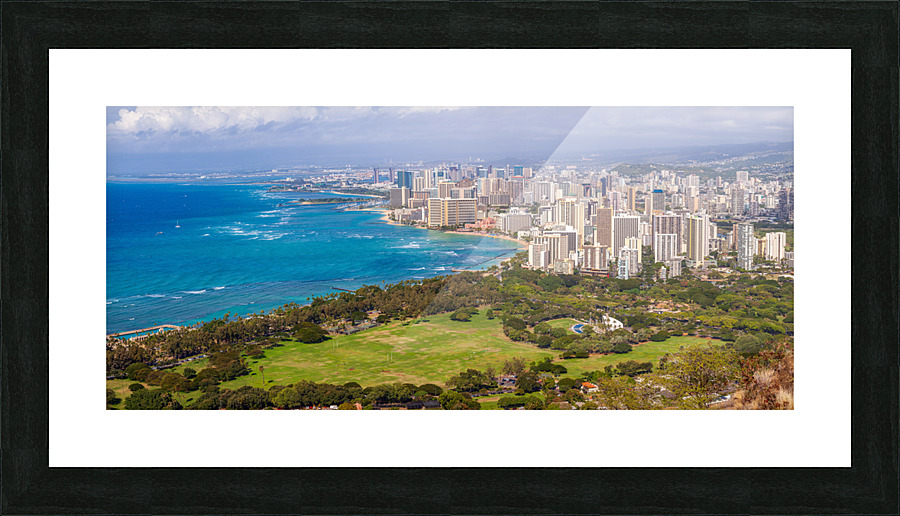 Panorama of sea front at Waikiki Picture Frame print