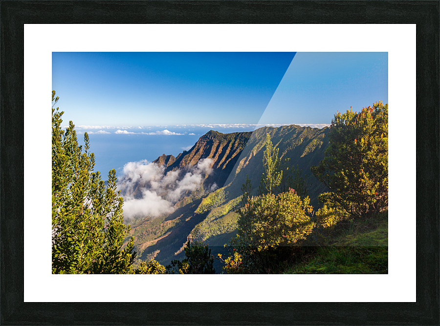 Pilea Trail overlooking Kalalau Valley in Kauai Picture Frame print