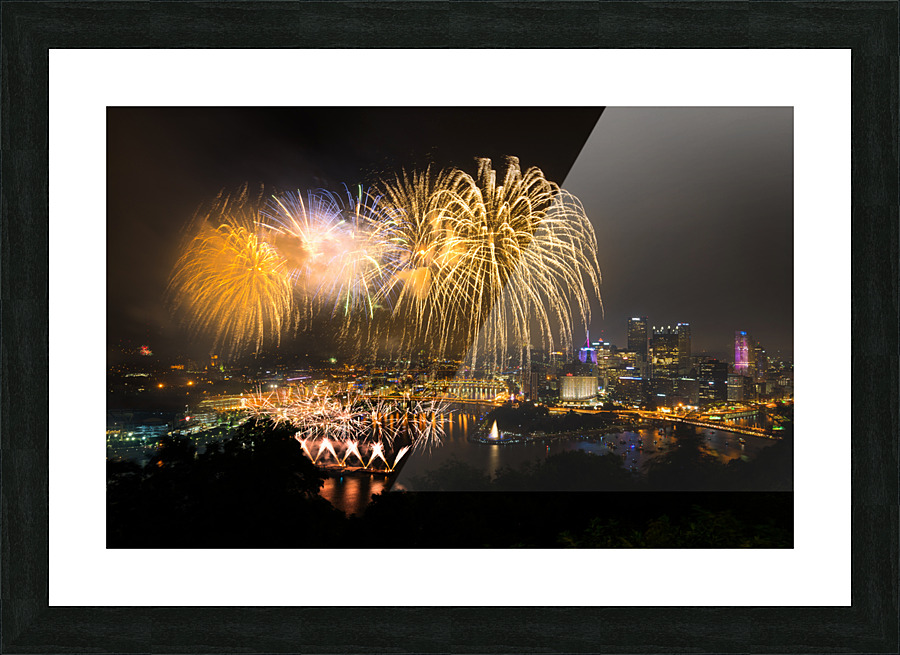 Fireworks over Pittsburgh for Independence Day Picture Frame print