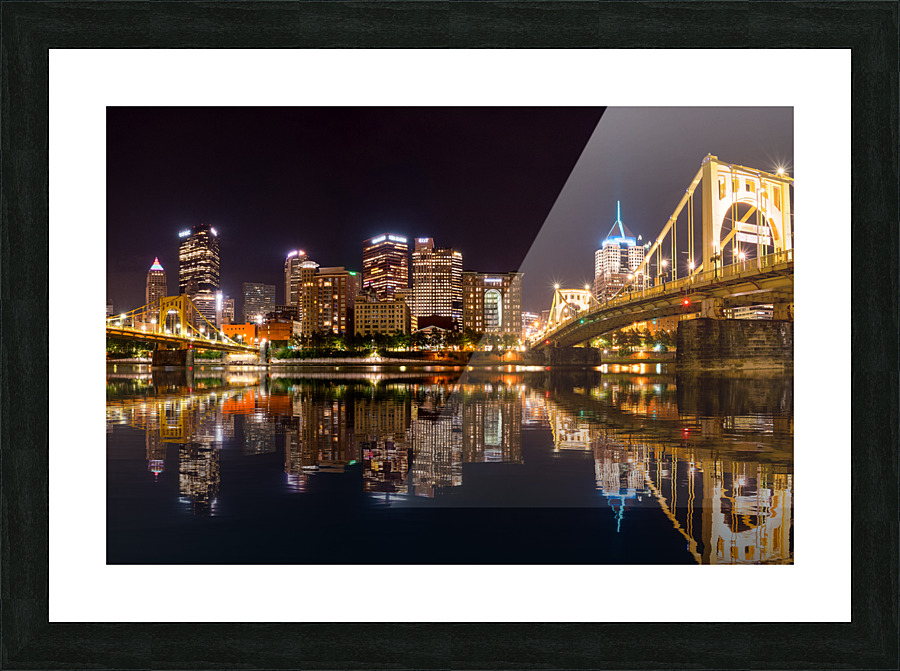 City Skyline of Pittsburgh at night Picture Frame print