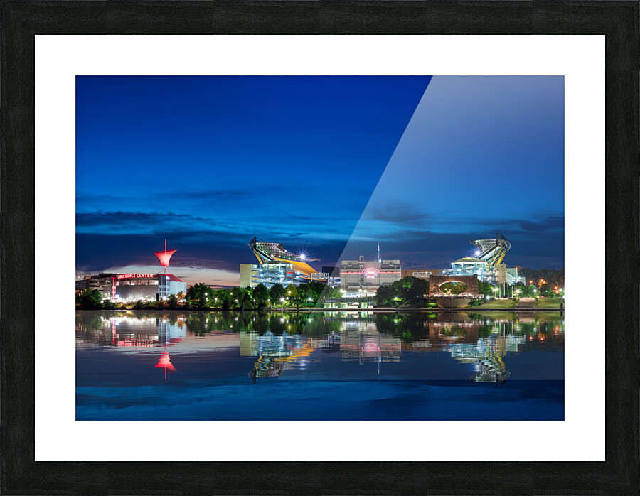 Heinz Field and Carnegie Science Center at night Picture Frame print