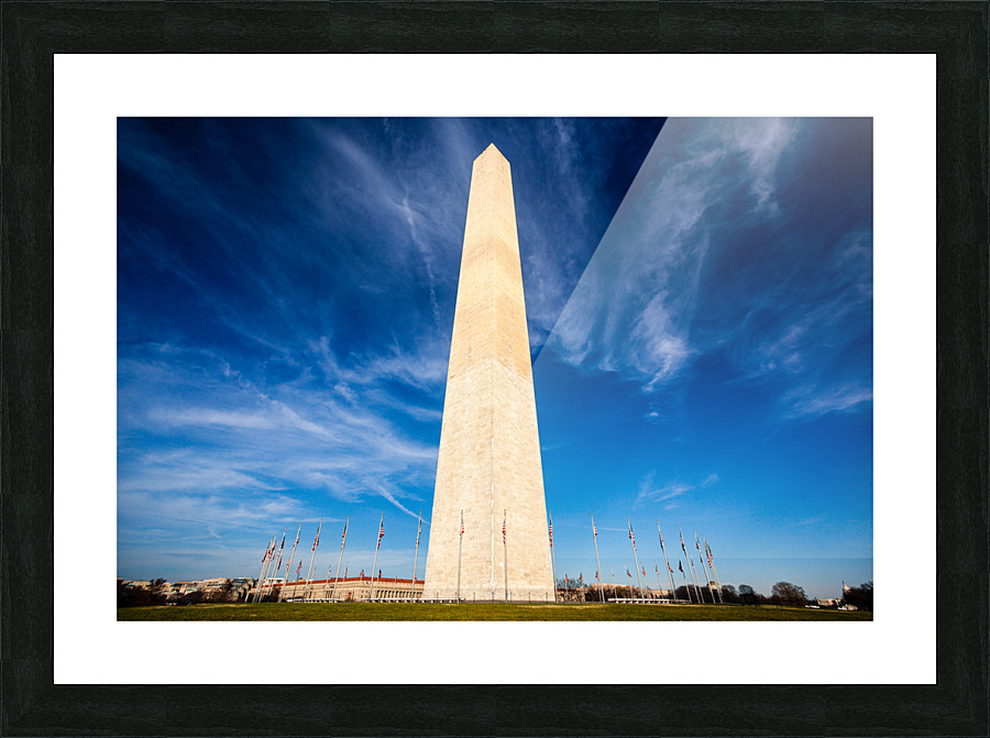 Wide angle view of Washington Monument Picture Frame print