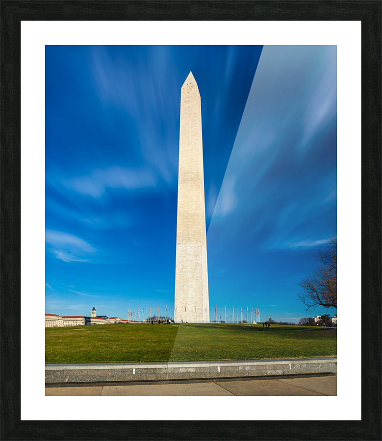 Wide angle view of Washington Monument Picture Frame print
