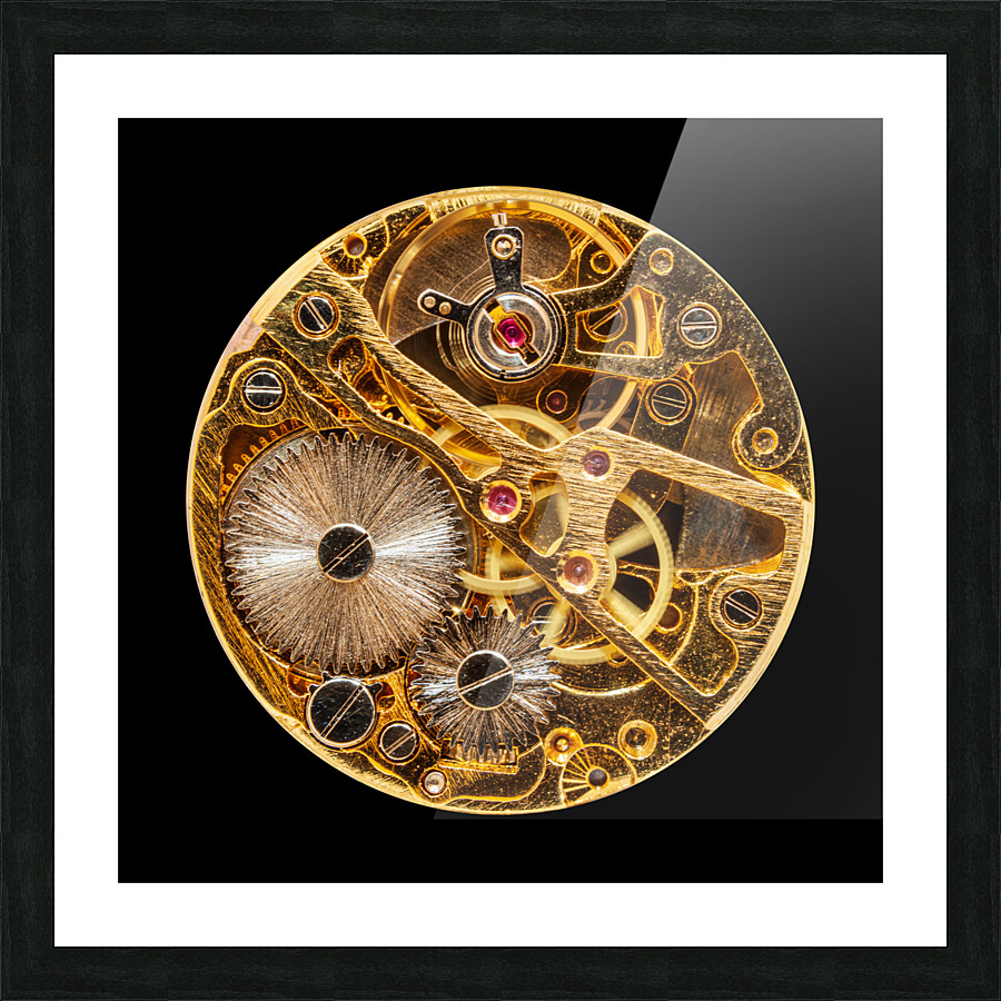 Interior of antique mechanical watch Picture Frame print