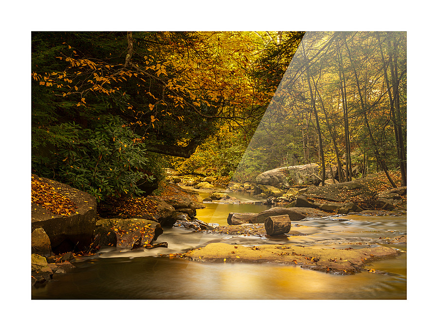 View down Deckers Creek near Masontown Picture Frame print