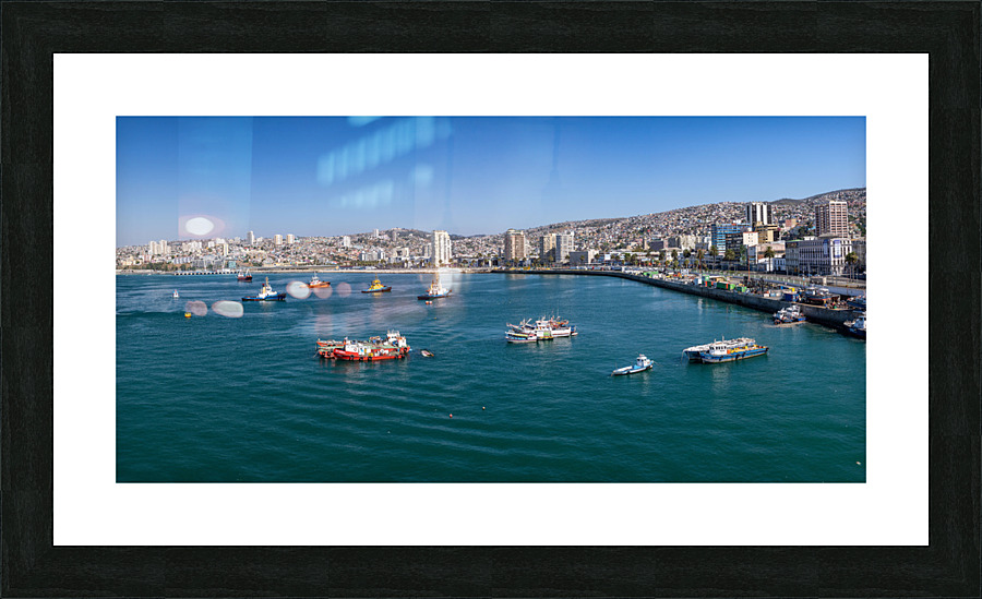 Panorama of Valparaiso harbor in Chile Picture Frame print