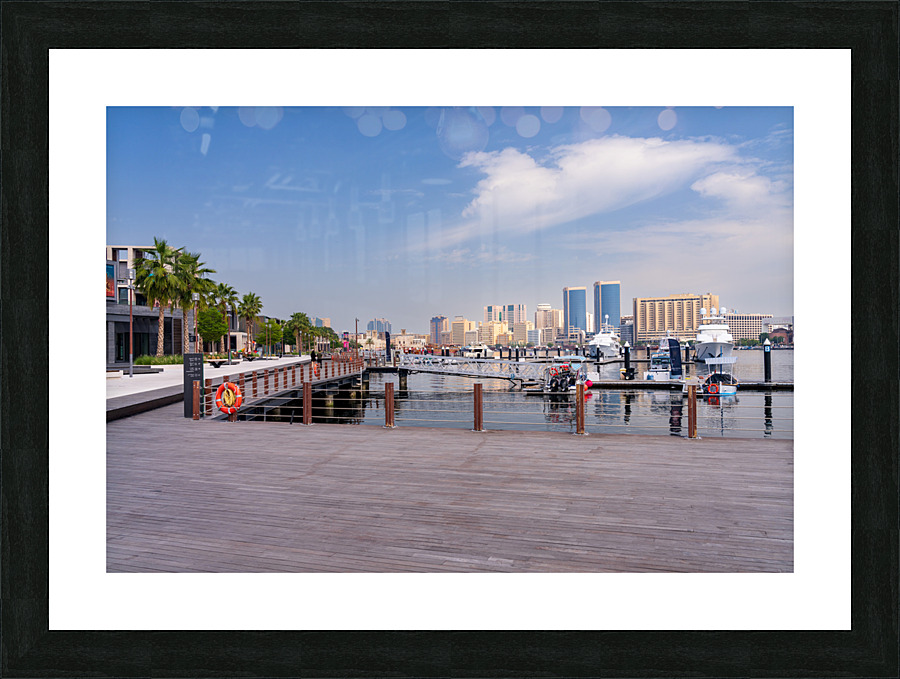 The Creek by Bur Dubai and Al Seef with large docked boats Picture Frame print