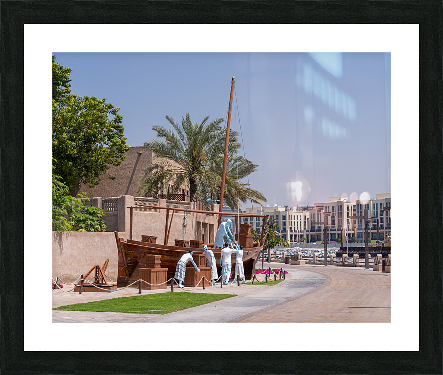Dhow in Al Shindagha district and museum in Dubai Picture Frame print