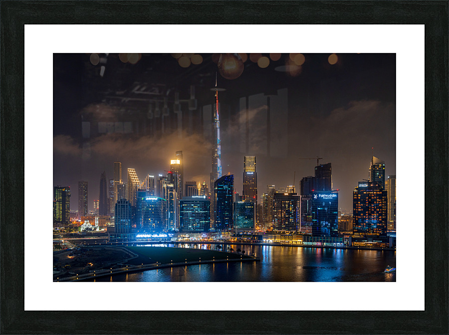 Offices and apartments of Dubai Business Bay with district behin Picture Frame print