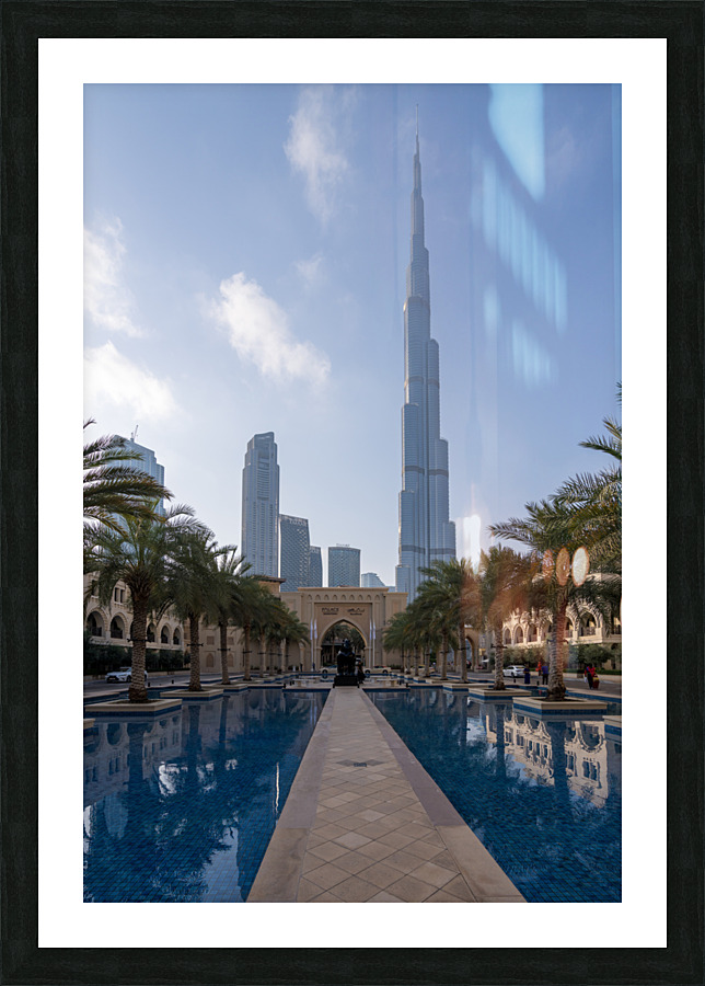 Entrance to Palace Downtown hotel in Dubai business district Picture Frame print