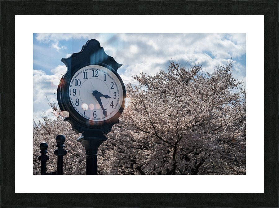 Old fashioned clock by the bike walking trail over Deckers Creek Picture Frame print