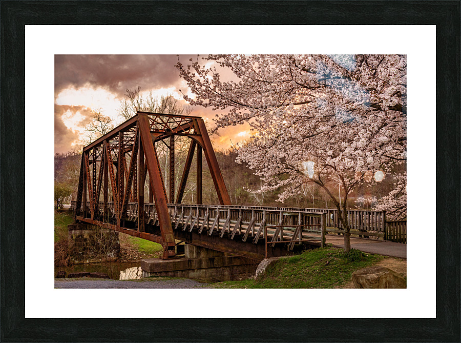 Steel girder bridge carries the bike walking trail over Deckers  Picture Frame print
