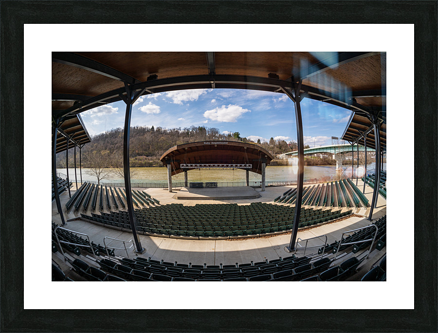 Fisheye lens view of Ruby Amphitheater in Morgantown WV Picture Frame print