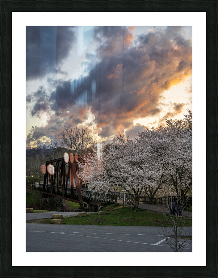 Steel girder bridge carries the bike walking trail over Deckers  Picture Frame print