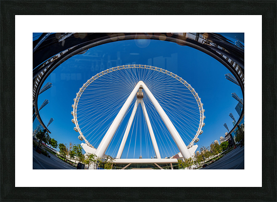 Fisheye view of Ain Dubai observation wheel on Bluewaters Island Picture Frame print