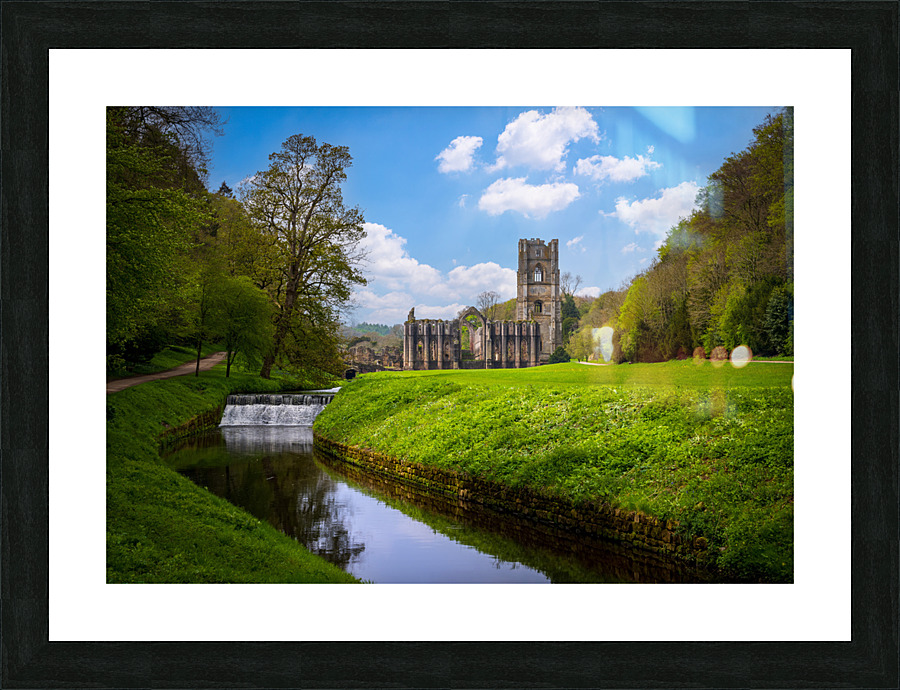 Springtime at Fountains Abbey ruins in Yorkshire England Picture Frame print