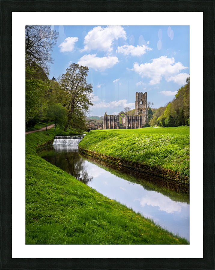 Springtime at Fountains Abbey ruins in Yorkshire England Picture Frame print