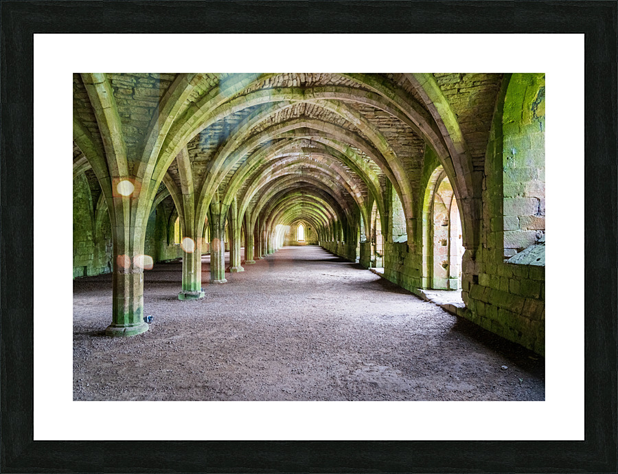 Cellarium at Fountains Abbey ruins in Yorkshire England Picture Frame print