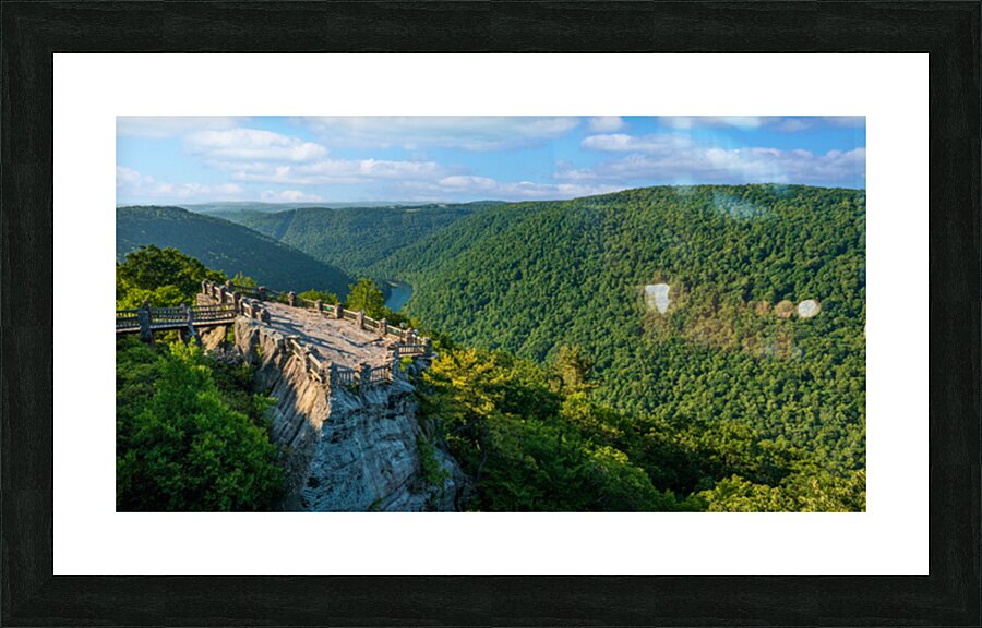 Aerial panoramic image of Cheat River Gorge overlook Picture Frame print