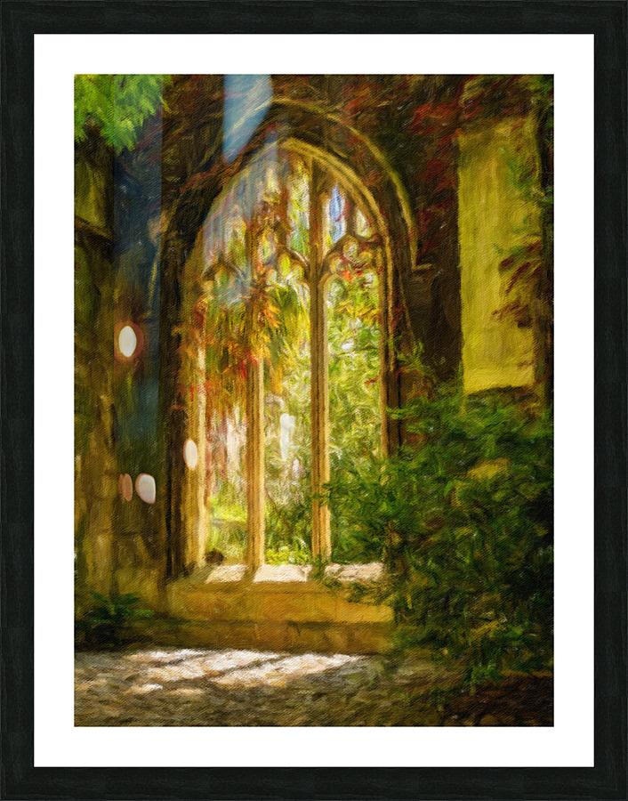 Digital oil painting of the windows of St Dunstan church Picture Frame print
