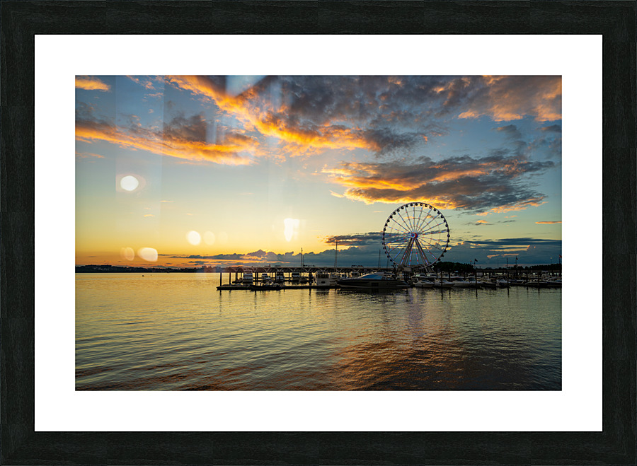 Ferris wheel at National Harbor at sunset Picture Frame print